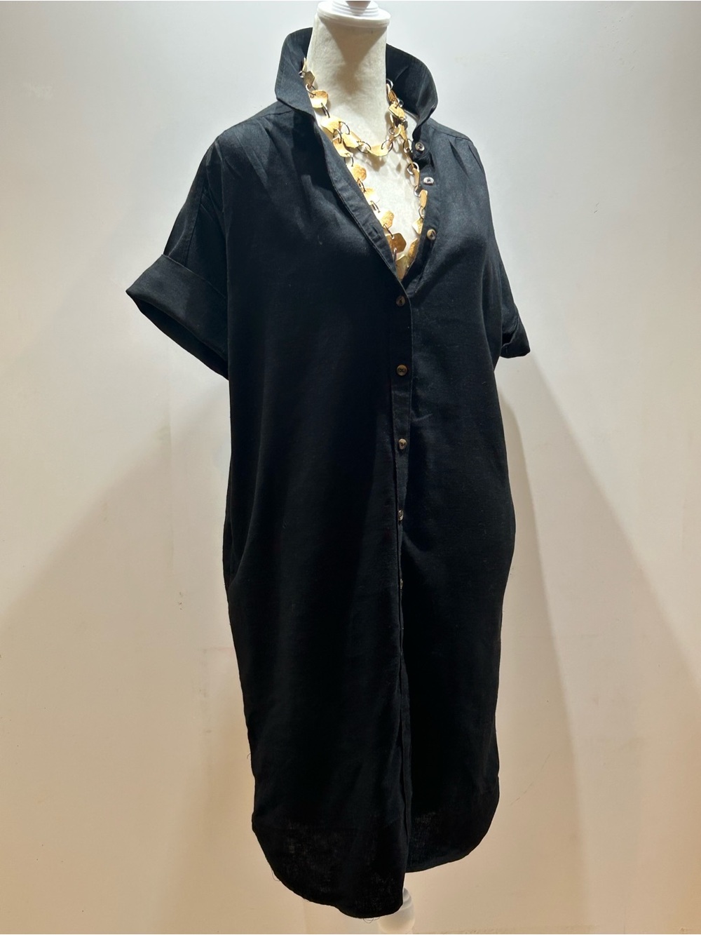 Well Worn®️Black Shirt-Dress Linen Blend NWOT SZ8